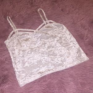 White velvet F21 criss-cross crop top!